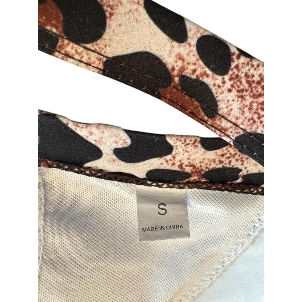 NWOT Leopard Halter Neck Scalloped Bikini Womens Size S - Picture 3 of 7
